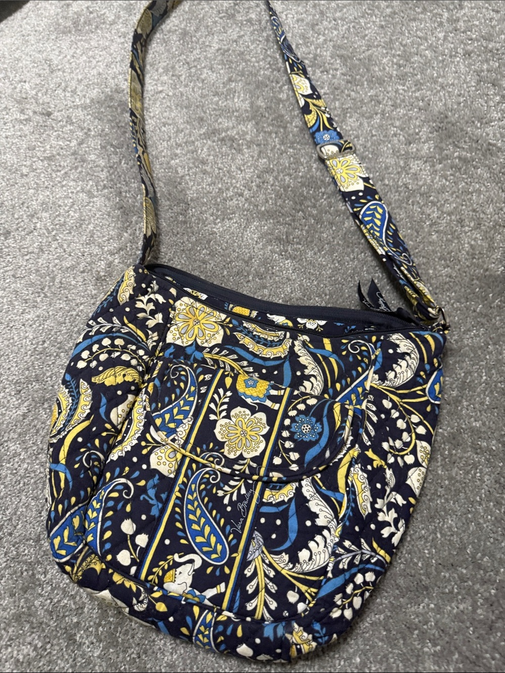Vera Bradley Navy, Yellow & Blue Paisley Quilted Crossbody
